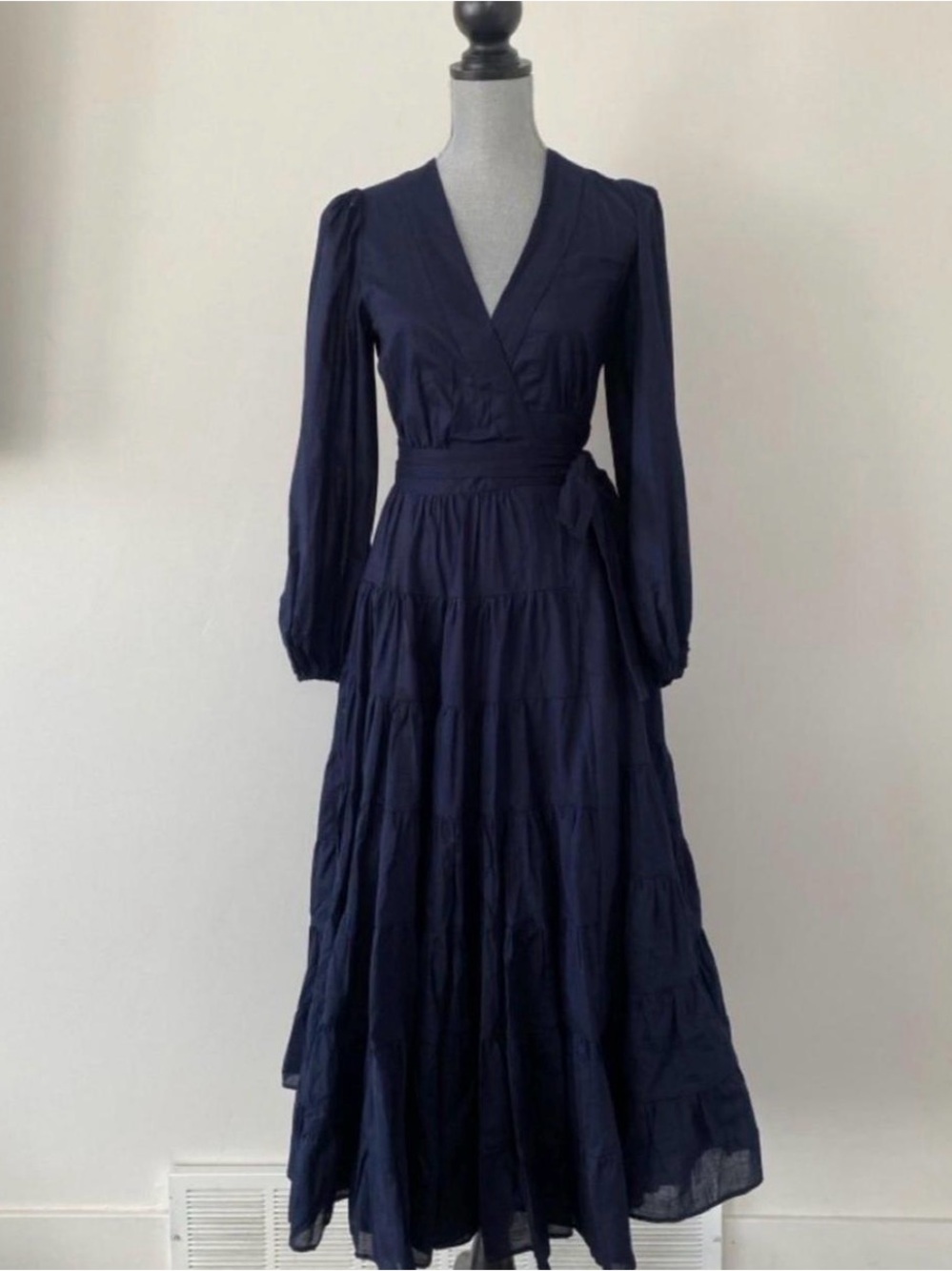Banana Republic Navy Tiered Wrap Maxi Dress with Long Sleeves